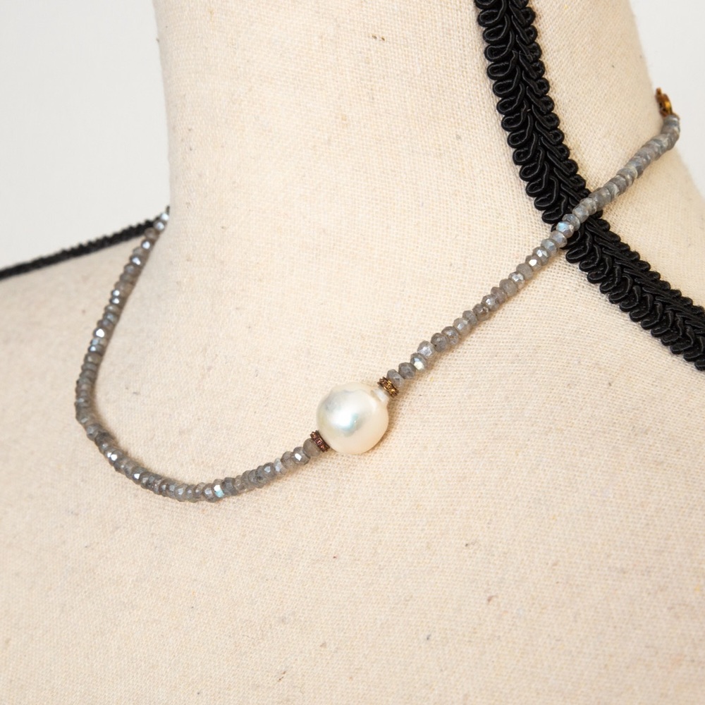 Baroque pearl & cashmere labrodorite choker Rarities Carol Brodie